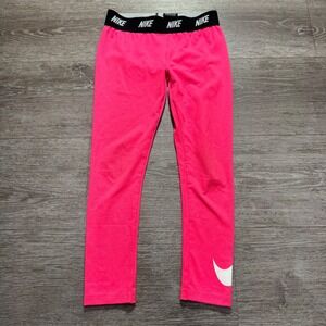 Nike Leggings Girls 6 XL Pink Swoosh Logo Yoga Outdoor Casual Lounge 20x18 Youth